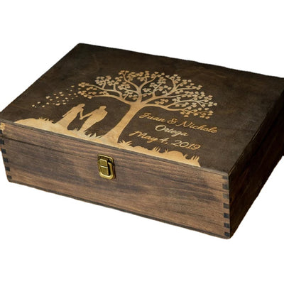 Customize A Variety Of Colors Wooden Gift Box Custom Logo Eco Pine Walnut Wood For Jewelry Tea Wine Holiday Storage Pack