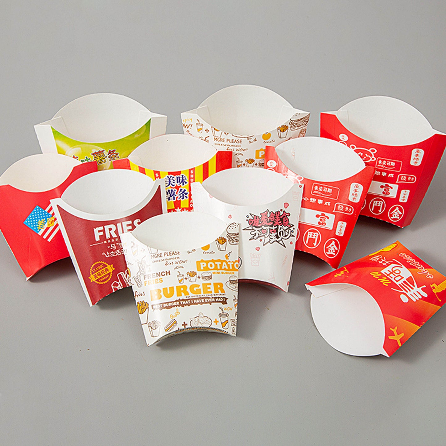 Custom Logo Restaurant Grade French Fries Paper Box Food Grade Greaseproof Recyclable Disposable Cone Takeout Container For Fast Food Snack Catering