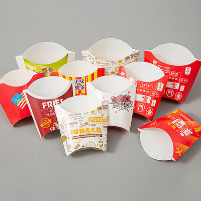 Custom Logo Restaurant Grade French Fries Paper Box Food Grade Greaseproof Recyclable Disposable Cone Takeout Container For Fast Food Snack Catering