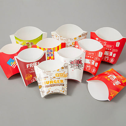 Custom Logo Restaurant Grade French Fries Paper Box Food Grade Greaseproof Recyclable Disposable Cone Takeout Container For Fast Food Snack Catering
