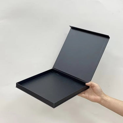 Hot Trending Special Design Matte Black Rigid Gift Box Velvet EVA Lined Magnetic Flip Jewelry Cosmetic Watch Corporate Packaging Custom Logo Size Contact Us For Luxury Black Gift Box Solutions