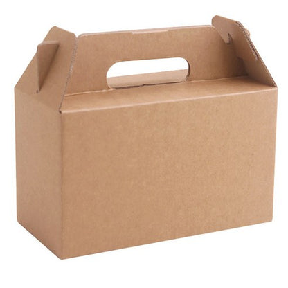 Multi Size Kraft Paper Corrugated Handle Boxes Recyclable Portable Carton Custom Logo For Fruit Snack Gift E-commerce Shipping Packaging