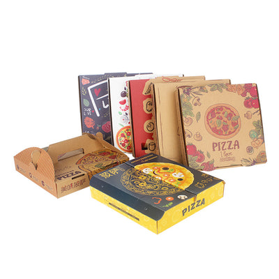 Cheap Customized Printing & Size Corrugated Pizza Box Food Grade Recyclable Kraft Takeaway Carton Custom Logo For Pizza Restaurant Delivery Packaging