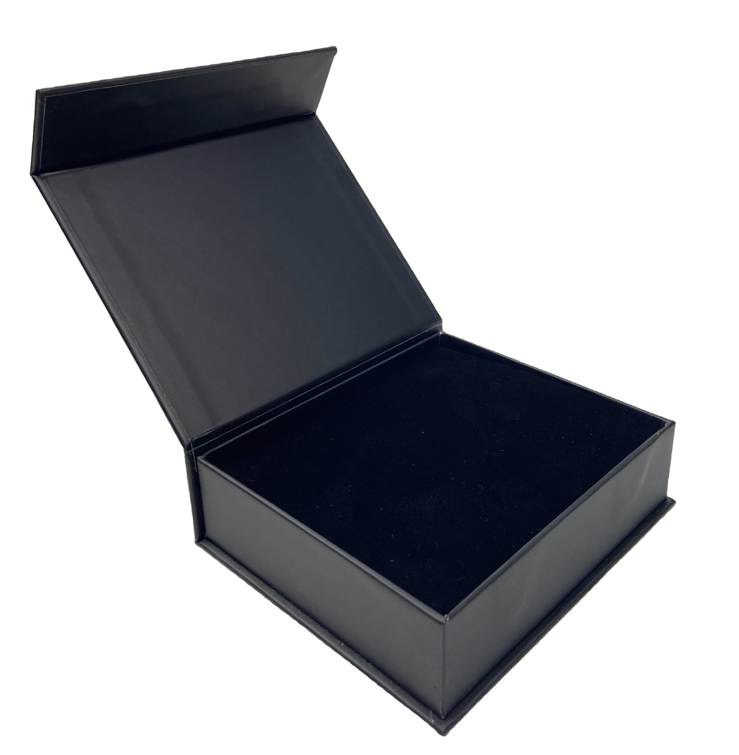 Wholesale Custom Logo Printed Luxury Matte Black Magnetic Flip Rigid Gift Box Flat Pack Black Velvet EVA Lined Cosmetic Jewelry Electronic Apparel Packaging Custom Size Contact Us For Black Brand Packaging Solutions