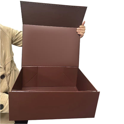 Custom Luxury Printed Large Foldable Magnetic Rigid Gift Box Flat Pack Collapsible Oversized Book Shape Box Full CMYK Logo Print Apparel Wedding Hamper Cosmetic Gift Packaging OEM Wholesale