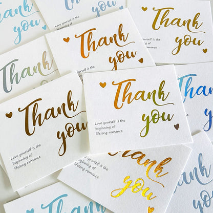 Custom Thank You Card For Small Business Full Color Custom Logo QR Code Packaging Insert Card Gold Foil Matte Thick Cardstock Wholesale Printing Service