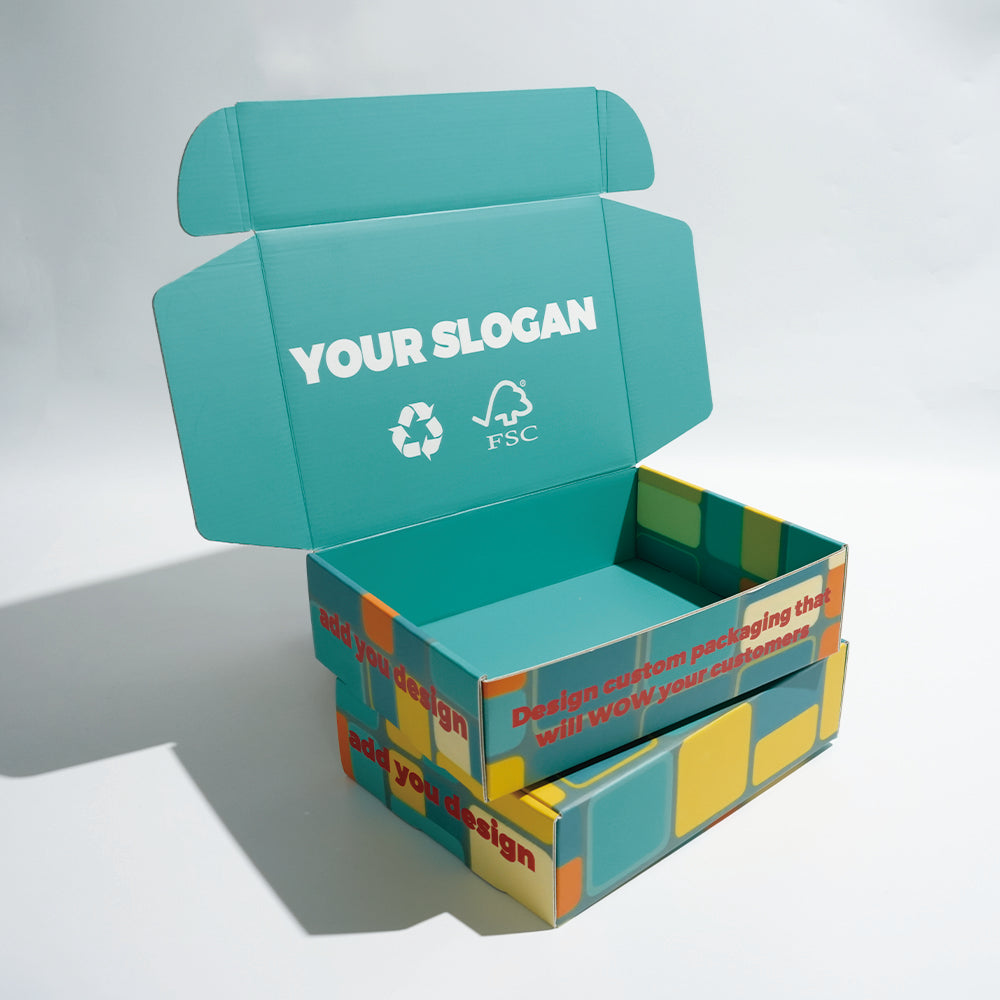 Eco Friendly Customized Corrugated Mailer Paper Box Full CMYK Logo Print Recyclable Foldable E-commerce Shipping Box Apparel Cosmetic Gift Packaging OEM Wholesale