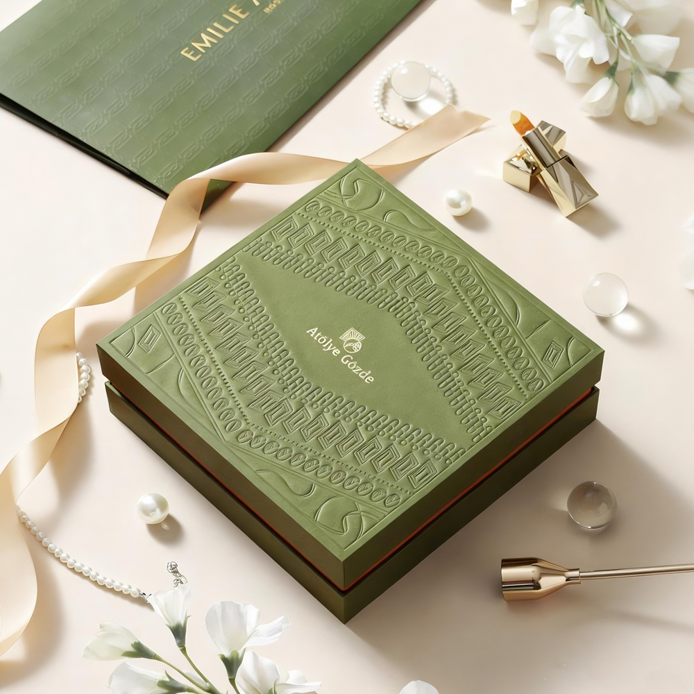 Personalized Custom Luxury Embossing Rigid Cardboard Gift Box Custom Logo Emboss Deboss Print For Cosmetic Jewelry Tea Wedding Holiday Luxury Packaging OEM Wholesale
