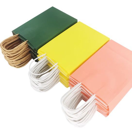 Colorful Kraft Paper Portable Packing Bag Eco Recyclable Custom Logo For Retail Gift Party Grocery Pack
