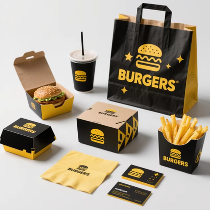 Eco-Friendly Disposable Burger & French Fries Paper Box Custom Logo Greaseproof Recyclable Kraft Takeout Packaging For Fast Food Combo Meals Fried Chicken Snack