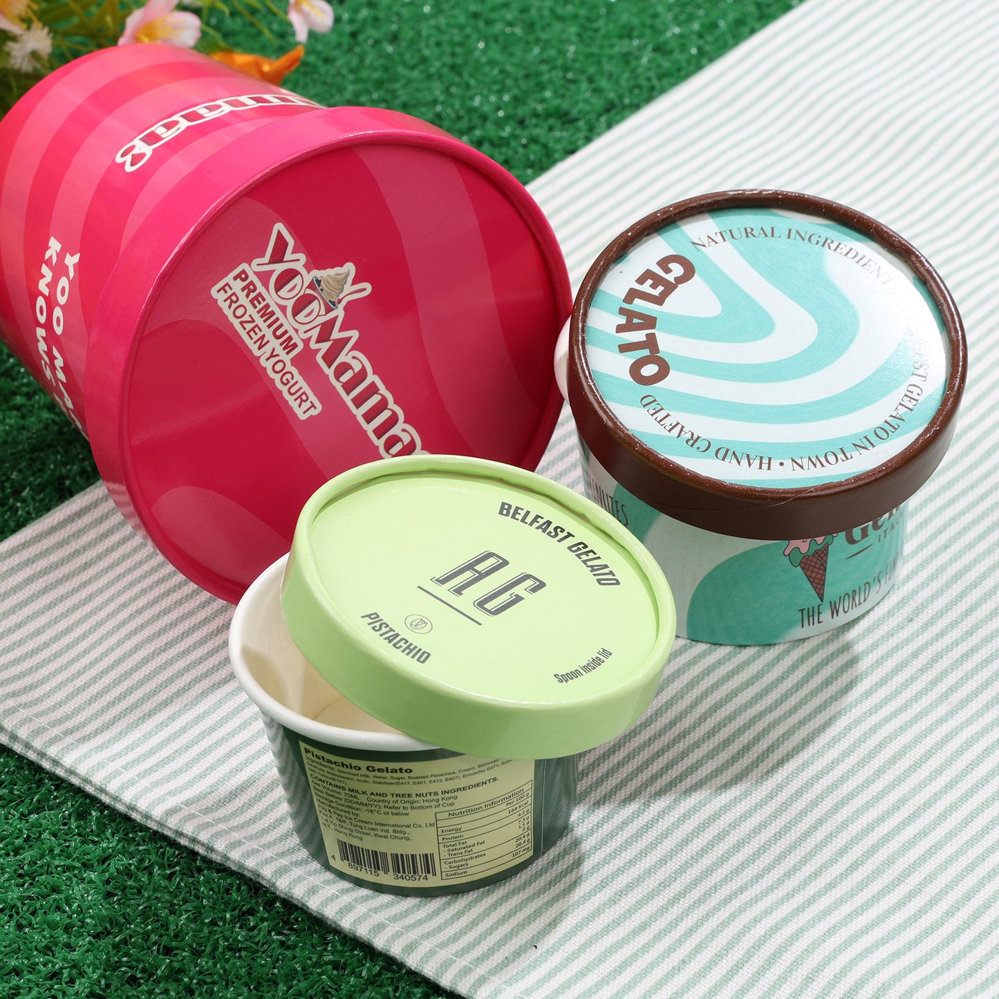 Custom Printed Ice Cream Paper Cup With Dome Lids Food Grade PE/PLA Coated Disposable Frozen Yogurt Gelato Dessert Containers Custom Logo Wholesale OEM ODM