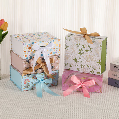 Wholesale Luxury Foldable Magnetic Rigid Cardboard Gift Box Custom Logo Matte Paper With Satin Ribbon For Cosmetic Jewelry Apparel Wedding Holiday OEM Packaging