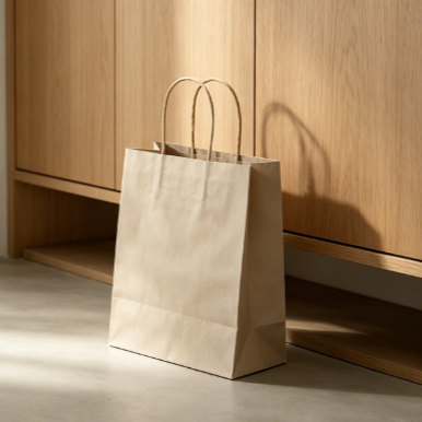 Simple Portable Morandi Kraft Paper Hand Bag Eco Recyclable Custom Logo For Clothing Cosmetic Gift Retail Pack