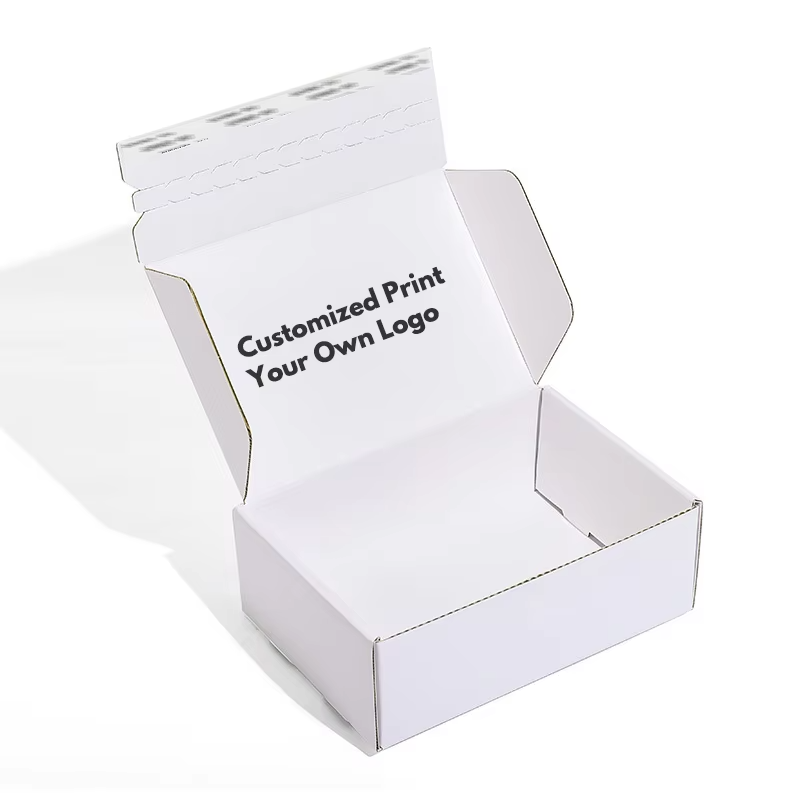 High Quality Custom Printable Tear-off Strip Corrugated Mailer Box Self Sealing No Tape Recyclable Apparel Cosmetic Jewelry Shipping Packaging Custom Logo Size Contact Us For Printable Zipper E-commerce Mailing Box Solutions