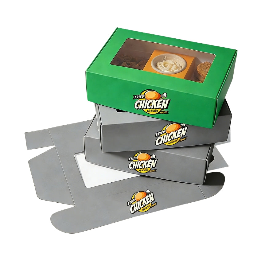 Factory Custom Burger Fried Chicken French Fries Combo Box Food Grade Greaseproof Divided Takeout Paper Box Custom Logo For Fast Food Restaurant Delivery Catering