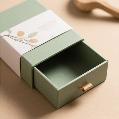 Custom Fancy Small Green Heaven And Earth Cover Rigid Jewelry Box Flock EVA Lined Ring Earring Pendant Packaging Custom Logo Size Contact Us For Mini Green Jewellery Gift Box Solutions