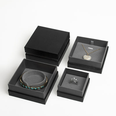 Wholesale Heaven And Earth Cover Rigid Paper Jewelry Gift Box Velvet EVA Lined Ring Necklace Bracelet Earring Packaging Custom Logo Size Contact Us For Two Piece Jewellery Box Solutions