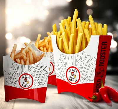 Custom Printed French Fry Packaging Box Food Grade Greaseproof Disposable Kraft Paper Cone Holder Custom Logo For Fast Food Restaurant Snack Takeaway Delivery