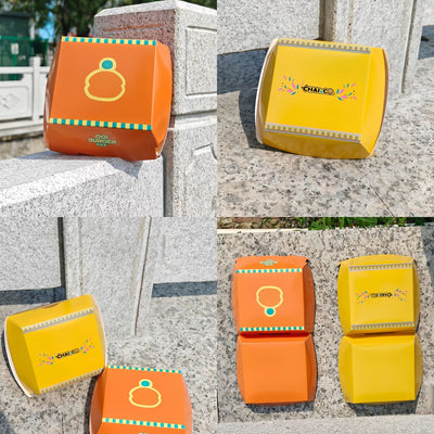 Eco-Friendly Disposable Clamshell Hinged Square Food Container 100% Compostable Sugarcane Bagasse Takeaway Box Custom Logo For Fast Food Restaurant
