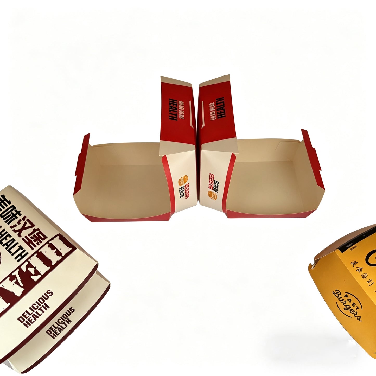 Eco-friendly Biodegradable Disposable Hamburger Packaging Box Sugarcane Pulp Clamshell Takeaway Container Custom Logo For Fast Food Restaurant