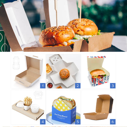 YASONPACK Foldable Burger Packaging Box Food Grade Greaseproof Recyclable Kraft Paper Clamshell Takeout Container Custom Logo For Fast Food Restaurant Deliver