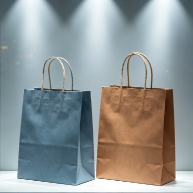 Simple Portable Morandi Kraft Paper Hand Bag Eco Recyclable Custom Logo For Clothing Cosmetic Gift Retail Pack