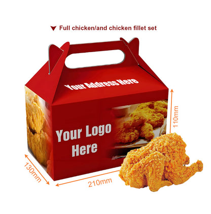 Custom Logo Takeaway Fast Food Packaging Box Food Grade Greaseproof Disposable Kraft Paper Container Multi-Size For Burger Fried Chicken Salad Catering Delivery