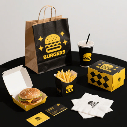 Fast Food To-Go Combo Chicken Paper Box Food Grade Greaseproof Recyclable Disposable Custom Logo Multi-Grid Takeout Packaging For Fried Chicken Burger Fries Beverage Set