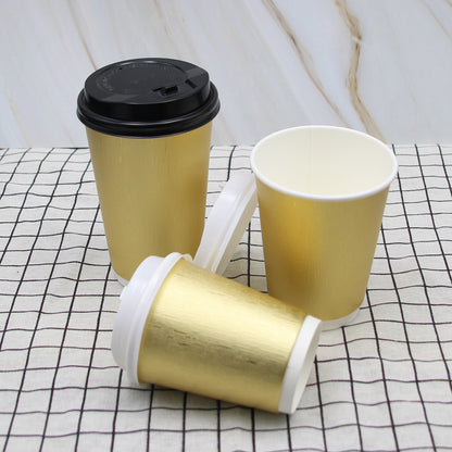 500ml Disposable Paper Coffee Milk Tea Cup Custom Logo Printing Food Grade Single/Double Wall PE/PLA Waterproof Takeaway Beverage Cups With PP/CPLA Lids OEM Wholesale