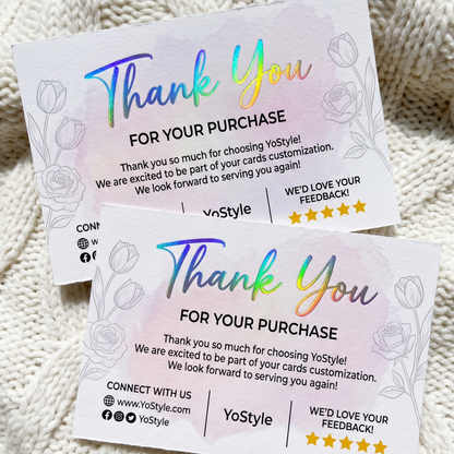 Custom Thank You Card For Small Business Full Color Custom Logo QR Code Packaging Insert Card Gold Foil Matte Thick Cardstock Wholesale Printing Service