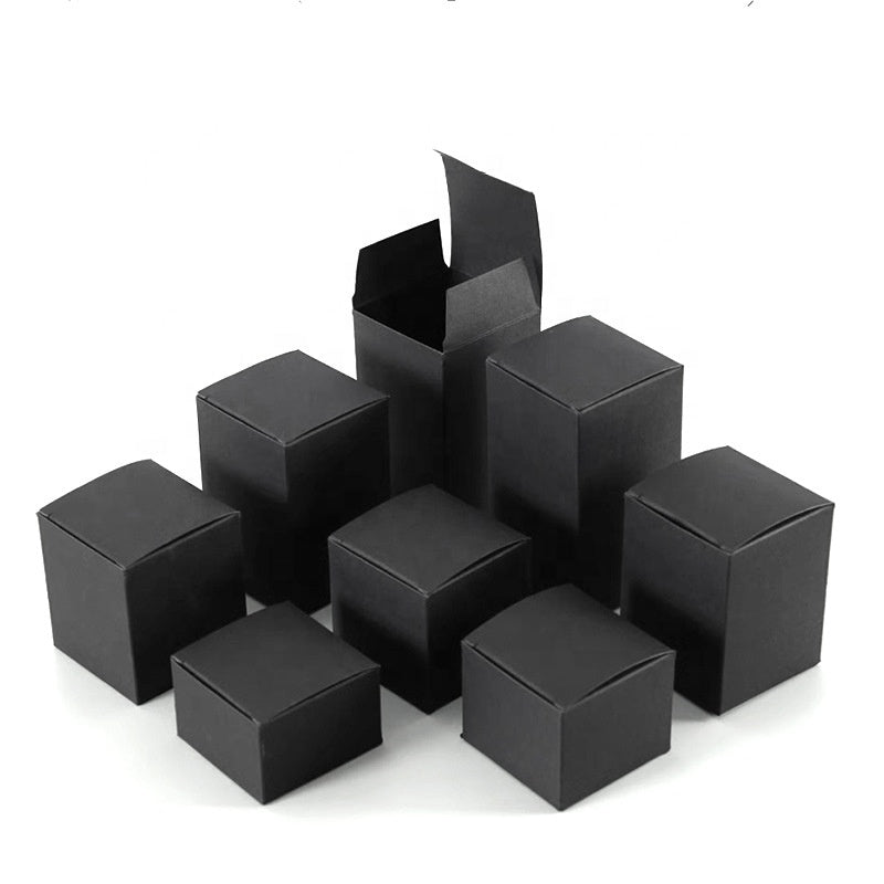 Custom Neutral Small Black Paper Box Custom Logo Matte Recyclable Foldable Mini Cardboard Packaging Box For Jewelry Cosmetic Small Accessories