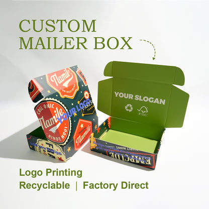 Custom Printed Postal Standard Corrugated Airplane Mailing Box Recyclable Foldable Apparel Cosmetic Jewelry International Shipping Packaging Custom Logo Size Contact Us For Postal E-commerce Mailer Box Solutions