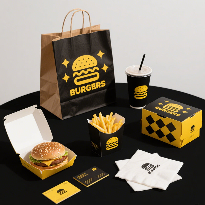 Fast Food To-Go Combo Chicken Paper Box Food Grade Greaseproof Recyclable Disposable Custom Logo Multi-Grid Takeout Packaging For Fried Chicken Burger Fries Beverage Set