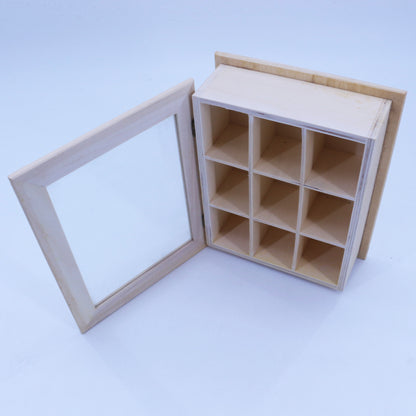 Wholesale Custom 9 Compartment Wooden Organizer Custom Logo Eco Paulownia Pine Wood For Tea Jewelry Spice Craft Storage Gift Box