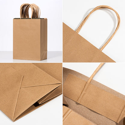 Plain Paper Shopping Packaging Bags With Handles Eco Recyclable Custom Logo For Retail Gift Grocery Pack