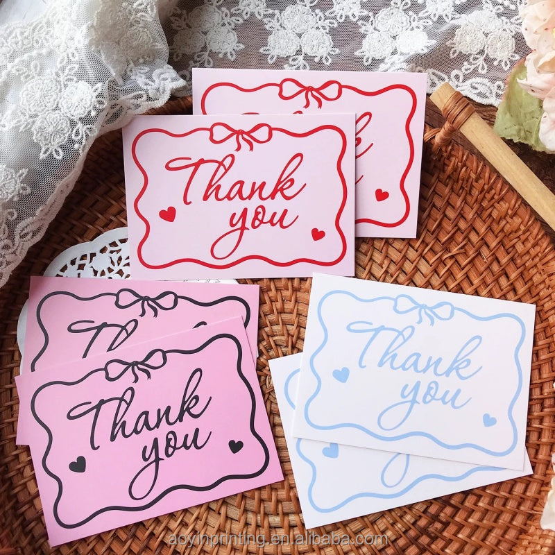 Custom Personalized Luxury Thank You Card Printing Gold/Silver Foil Embossed Thick Textured Cardstock Custom Logo E-commerce Packaging Insert Greeting Card Wholesale Printing Service