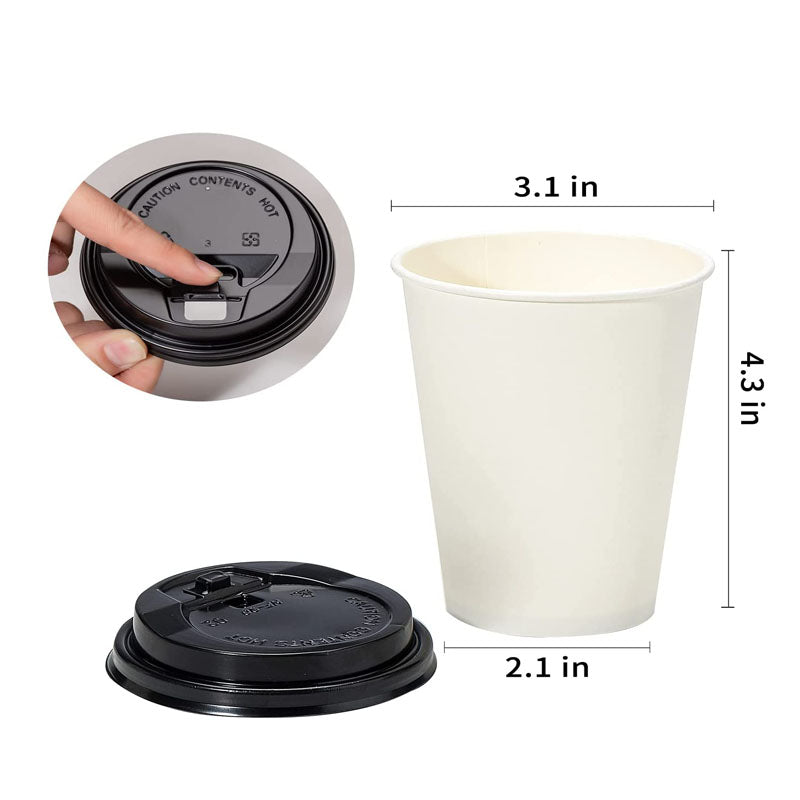 8oz White Disposable Coffee Paper Cup Food Grade Custom Logo For Cafe Tea Takeaway Hot Drink Pack