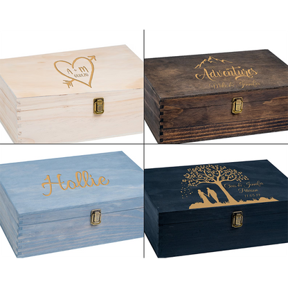 Customize A Variety Of Colors Wooden Gift Box Custom Logo Eco Pine Walnut Wood For Jewelry Tea Wine Holiday Storage Pack
