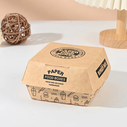 Custom Take Away Food Packaging Box Food Grade Greaseproof Recyclable Disposable Kraft Paper Lunch Box Custom Logo For Restaurant Fast Food Delivery Catering