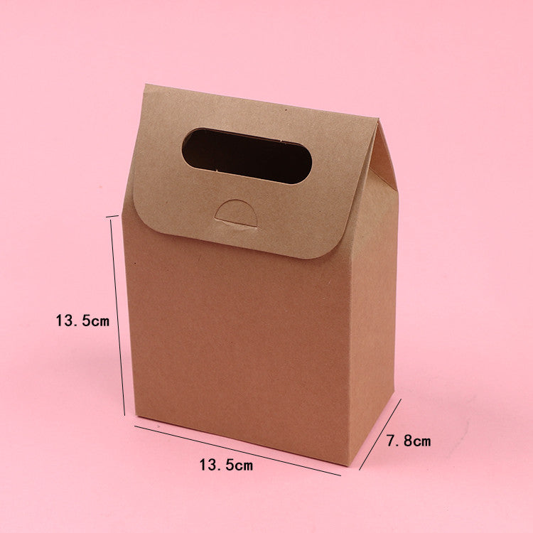 Portable Kraft Paper Bag For Biscuit Food Grade Greaseproof Recyclable Custom Logo Bakery Snack Gift Pack