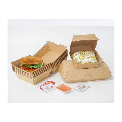 Wholesale Customizable Disposable Corrugated Hamburger Takeaway Box Food Grade Greaseproof Clamshell Carton Custom Logo For Fast Food Restaurant Delivery