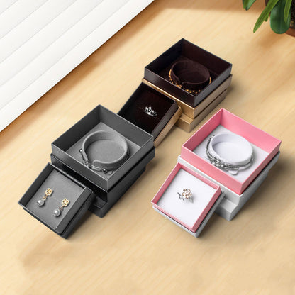 Wholesale Heaven And Earth Cover Rigid Paper Jewelry Gift Box Velvet EVA Lined Ring Necklace Bracelet Earring Packaging Custom Logo Size Contact Us For Two Piece Jewellery Box Solutions