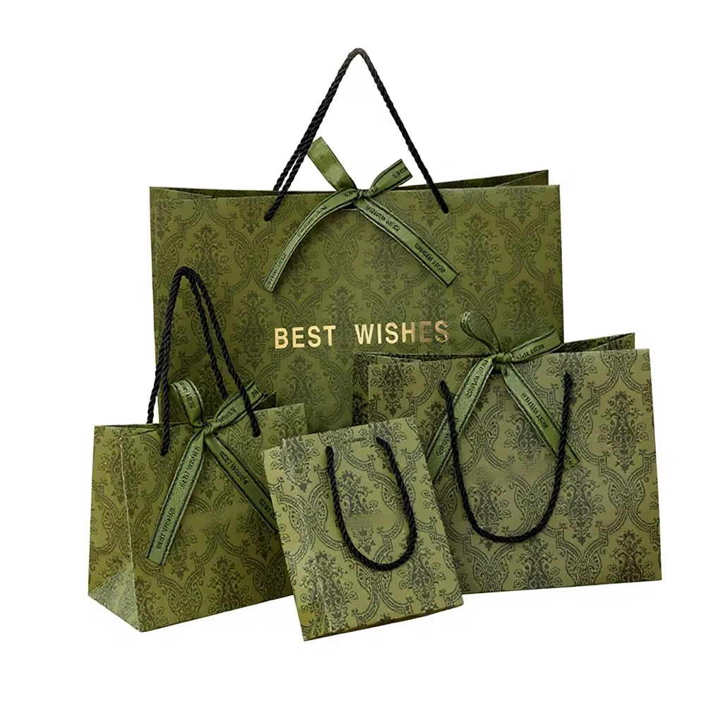 Wholesale Eco-Friendly Portable Paper Gift Bag Recyclable Custom Logo For Birthday Wedding Cosmetic Retail Pack
