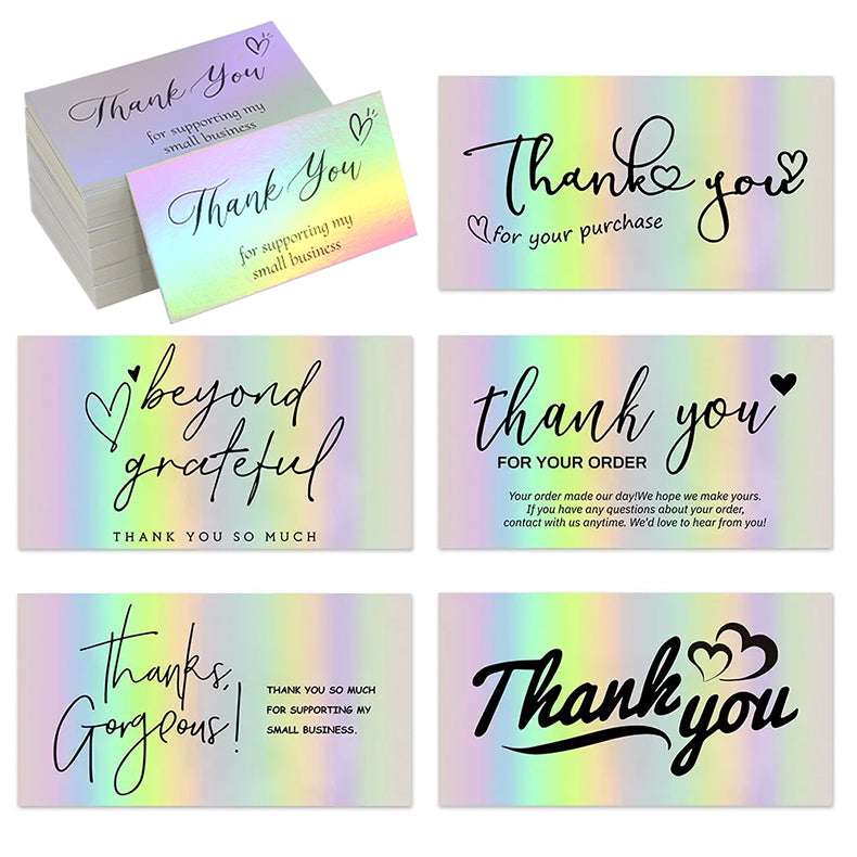 Custom Colorful Paper Thank You Card Full CMYK Color Printing Custom Logo QR Code Small Business Packaging Insert Matte Thick Cardstock Wholesale Printing Service
