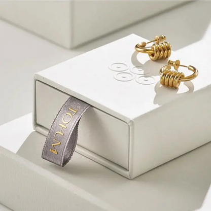 Custom Logo Luxury Rigid Cardboard Jewelry Drawer Box Hot Foil Stamping Velvet Insert For Ring Stud Hoop Earring Slide Out Gift Packaging Box Wholesale OEM ODM