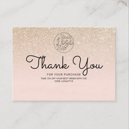Recycled Paper Personalized Printing Business Card & Greeting Card Eco-Friendly Custom Logo Gold Foil Embossed Sustainable Thank You Insert Card Wholesale Printing Service