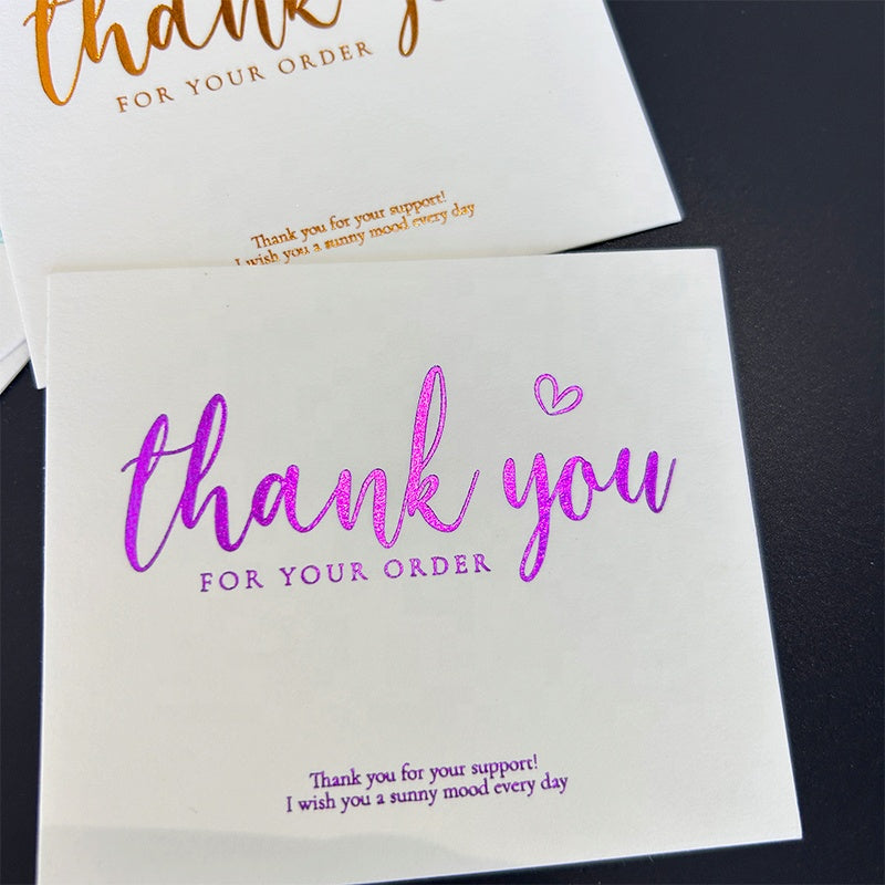 Factory Wholesale Custom Logo Printing Thank You Cards Personalized Paper Insert Card With Envelope Gold Foil UV Print Small Business Gift After-sales Greeting Card OEM ODM