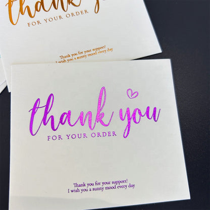Factory Wholesale Custom Logo Printing Thank You Cards Personalized Paper Insert Card With Envelope Gold Foil UV Print Small Business Gift After-sales Greeting Card OEM ODM