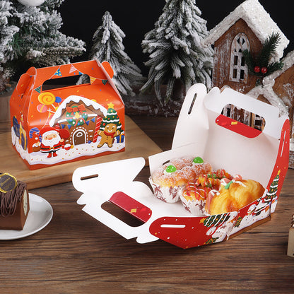 Food Grade Custom Printed Paper Cake Box Recyclable Foldable Bakery Takeaway Packaging Box With Optional Window Handle For Mousse Cupcake Birthday Dessert