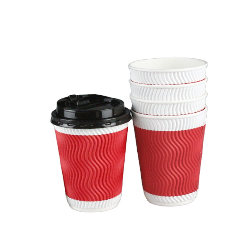 Custom Pattern Printed Paper Cup With Lid Disposable Single/Double Wall Food Grade Hot Coffee Tea Takeaway Cup Full Color Pattern Printing OEM Wholesale